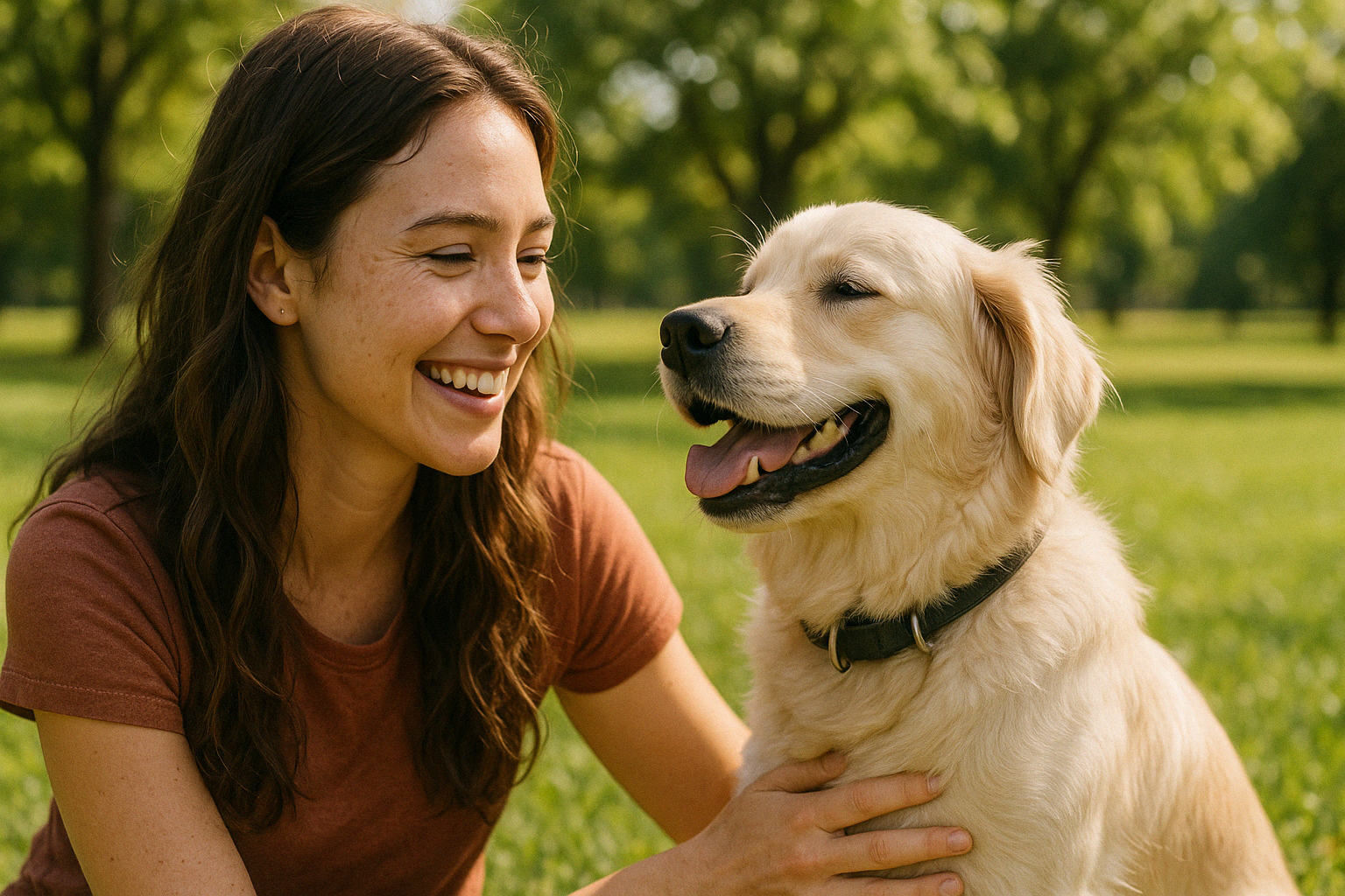 Perro feliz en parque para adopción